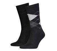 TOMMY HILFIGER Herrensocken Doppelpack Rautenmuster schwarz/grau Größe 39-42