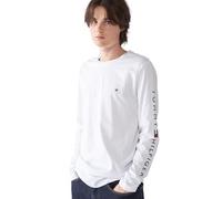 Tommy Hilfiger Herren Langarmshirt Tommy Logo Baumwolle, Weiß (White), XL