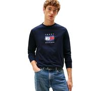 Tommy Hilfiger Herren Langarmshirts Linear Flag Graphic Regular Fit, Blau (Desert Sky), XS