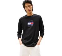Tommy Hilfiger Herren Langarmshirts Linear Flag Graphic Regular Fit, Schwarz (Black), S
