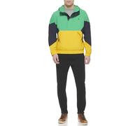 Tommy Hilfiger Herren Leichte Jacke Retro-Stil, mit Kapuze, wasserabweisend Windbreaker, Aqua Green/Navy/Yellow, Medium