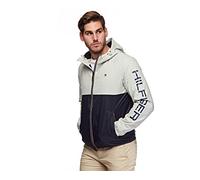 Tommy Hilfiger Herren Lightweight Active Water Resistant Hooded Rain Jacket Regenjacke, Ice/Navy Colorblock, S