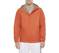 Tommy Hilfiger Herren Lightweight Breathable Waterproof Hooded Rain Jacket Regenmantel, Orange/Abendrot im Zickzackmuster (Sunset Chevron), M