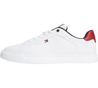 Sneaker TOMMY HILFIGER "LIGHTWEIGHT PINPERF LTH SNEAKER", Herren, Gr. 46, weiß (weiß, rot, blau), Leder, Lederimitat, Schuhe Sneaker, Halbschuh, Schnürer mit weicher Schaftrand-Polsterung (85816523-46