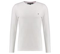 Tommy Hilfiger Herren Langarmshirt Stretch Slim Fit Baumwolle, Weiß (White), S
