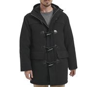 Tommy Hilfiger Herren-Mantel aus Wollmischgewebe, mittellang, Knebelmantel, Schwarz, M