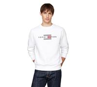 Tommy Hilfiger Herren Medium Weight Crewneck with Embroidered Flag Logo Sweatshirt, Weiss/opulenter Garten, X-Large