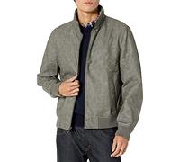 Tommy Hilfiger Herren Men's Smooth Lamb Touch Faux Leather Unfilled Windbreaker Bomber Jacket Kunstlederjacken, Hellgrau, L