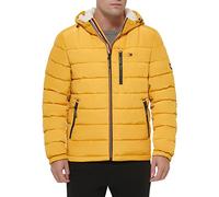 Tommy Hilfiger Herren Midweight Sherpa Lined Hooded Water Resistant Puffer Jacket Mantel, Yellow Tech, XL