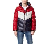 Tommy Hilfiger Herren Mittelschwere Steppjacke mit Chevron-Muster Mantel, Rot/EIS/Marineblau, XL