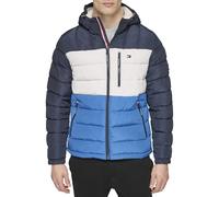 Tommy Hilfiger Herren Mittelschwere, Wasserabweisende Pufferjacke mit Sherpa-Futter, mit Kapuze Mantel, Blue Combo Tech, XXL