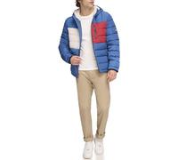 Tommy Hilfiger Herren Mittelschwere, Wasserabweisende Pufferjacke mit Sherpa-Futter, mit Kapuze Mantel, Königsblauer Flaggenaufdruck, XL