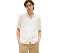 Tommy Hilfiger Herren-Overshirt, strukturiertes Strick, Kurze Ärmel, Normale Passform, Elfenbeinfarbenes Blütenblatt, XL