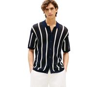 Tommy Hilfiger Herren-Overshirt, strukturiertes Strick, Kurze Ärmel, Normale Passform, Elfenbeinfarbenes Blütenblatt/Desert Sky, Klein