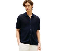 Tommy Hilfiger Herren-Overshirt, strukturiertes Strick, Kurze Ärmel, Normale Passform, Wüstenhimmel, XL