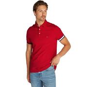 Tommy Hilfiger Herren Poloshirt Kurzarm Flag Cuff Slim Fit, Mehrfarbig (Medium Red), 3XL