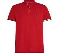Tommy Hilfiger Herren Poloshirt Kurzarm Flag Cuff Slim Fit, Mehrfarbig (Medium Red), XXL