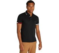 Poloshirt TOMMY HILFIGER "FLAG CUFF SLIM FIT POLO", Herren, Gr. L, schwarz, Piquu00e9, Obermaterial: 96% Baumwolle, 4% Elasthan, casual, slim fit, Kurzarm, Shirts (92019567-L) schwarz