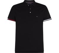 Tommy Hilfiger Herren Poloshirt Kurzarm Flag Cuff Slim Fit, Schwarz (Black), S