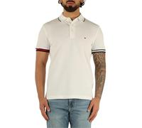 Poloshirt TOMMY HILFIGER "FLAG CUFF SLIM FIT POLO", Herren, Gr. XXXL, weiß, Piquu00e9, Obermaterial: 96% Baumwolle, 4% Elasthan, casual, slim fit, Kurzarm, Shirts (60353063-XXXL) weiß