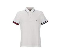 Poloshirt TOMMY HILFIGER "FLAG CUFF SLIM FIT POLO", Herren, Gr. S, weiß, Piquu00e9, Obermaterial: 96% Baumwolle, 4% Elasthan, casual, slim fit, Kurzarm, Shirts (60353063-S) weiß