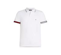 Poloshirt TOMMY HILFIGER "FLAG CUFF SLIM FIT POLO", Herren, Gr. XXL, weiß, Piquu00e9, Obermaterial: 96% Baumwolle, 4% Elasthan, casual, slim fit, Kurzarm, Shirts (60353063-XXL) weiß