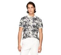 Tommy Hilfiger Herren-Poloshirts aus Leinen in normaler Passform mit tropischen Print-Designs, kurzärmeliges Leinen-Poloshirt in normaler Passform mit tropischen Print-Designs, Desert Sky/Ivory
