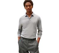 Tommy Hilfiger Herren Poloshirts Langarm in Regular Fit mit Stretch und Bio-Piqué-Baumwolle, Mittelgrau meliert, Klein