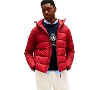 Tommy Hilfiger Herren Pufferjacke Mid Weight mit Kapuze, Rot (Regatta Red), L