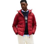Tommy Hilfiger Herren Pufferjacke Mid Weight mit Kapuze, Rot (Regatta Red), XXL