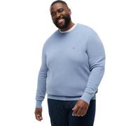 Rundhalspullover "ESSENTIAL STRUCTURE CREW NECK", Herren, Gr. 5XL, blau (brisk blau), Strick, Obermaterial: 100% Baumwolle, TOMMY HILFIGER BIG & TALL, regular fit normal, Rundhals, eingesetzt Rippbünd