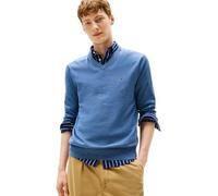 Tommy Hilfiger Herren-Pullover, Baumwolle, einfarbig, V-Ausschnitt, Leichter Pullover, Petrol Blue Heather, XX-Large