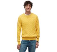 Tommy Hilfiger Herren Pullover Classic Cotton mit Zopfmuster, Gelb (Morning Side Yellow Heather), S
