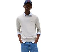 Rundhalspullover TOMMY HILFIGER "ESSENTIAL COTTON CREW NECK", Herren, Gr. S, grau (light grau heather), Strick, Obermaterial: 100% Baumwolle, regular fit, Rundhals, Rippbündchen, Pullover, 100% Baumwo