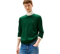 Rundhalspullover TOMMY HILFIGER "ESSENTIAL COTTON CREW NECK", Herren, Gr. XXL, grün (ornamental grün heather), Strick, Obermaterial: 100% Baumwolle, regular fit, Rundhals, Rippbündchen, Pullover, 100%