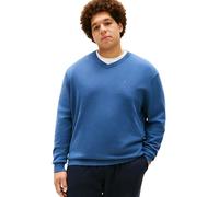 V-Ausschnitt-Pullover "BT-ESSENTIAL COTTON", Herren, Gr. XXL, aegean sea, Strick, Obermaterial: 100% Baumwolle, TOMMY HILFIGER BIG & TALL, normal normal, V-Ausschnitt, Rippbündchen, Pullover, Große Gr