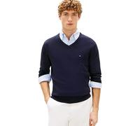 Tommy Hilfiger Herren Pullover Essential Cotton mit V-Ausschnitt, Blau (Desert Sky), M