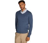 Tommy Hilfiger Herren Pullover Essential Cotton V-Ausschnitt, Blau (Aegean Sea Heather), L