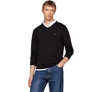 Tommy Hilfiger Herren Pullover Essential Cotton V-Ausschnitt, Schwarz (Black), XL
