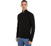 Tommy Hilfiger Herren Pullover mit Reißverschluss Mock Neck Halbzip, Schwarz (Black), L