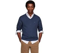 Tommy Hilfiger Herren Strickpullover V-Kragen Baumwolle/Kaschmir Regular Fit, blue, Gr. M