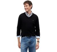 Tommy Hilfiger Herren Pullover V-Neck Regular Fit, Schwarz (Black), L