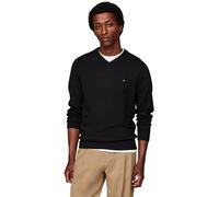 Tommy Hilfiger Herren Pullover V-Neck Regular Fit, Schwarz (Black), L