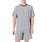 Tommy Hilfiger Herren Pyjama-Set Jersey Mini Stripe Kurz, Mehrfarbig (Black Mini Stripe), L