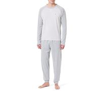 Tommy Hilfiger Herren Pyjama-Set Jersey Pj Set Cuffed Lang, Grau (Light Grey Heather), XS