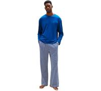 Tommy Hilfiger Herren Pyjama-Set Jersey Print Langarm, Blau (Deep Indigo/Blue Dense Stripe), XXL