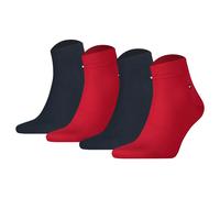 TOMMY HILFIGER Herren Quarter Socken, 4er Pack - Sneaker, Unifarben, 39-49 Dunkelblau/Rot / 39-42 39-42 Rot