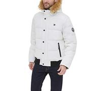 Tommy Hilfiger Herren Quilted Arctic Cloth Snap Front Snorkel Bomber Jacket Parka, weiß, Groß