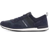 Tommy Hilfiger für Herren. FM0FM00924 Iconic Leather Suede Mix Runner schwarz, weiß Leder Turnschuhe (42), Wohnung, 1 bis 3 cm, Schnürsenkel