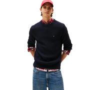 Rundhalspullover TOMMY HILFIGER "RWB RIB CREW NECK", Herren, Gr. M, blau (navy blau), Strick, Obermaterial: 100% Baumwolle, regular fit normal, Rundhals, Pullover Rundhalspullover, mit Kontrast-Detail